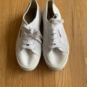 Superga Platform White Lace-Up Sneaker